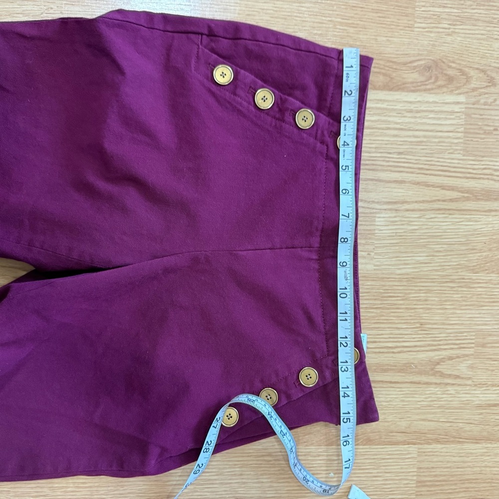 Banana Republic Sloan Sailor Pants Burgundy Skinny Fit Gold Buttons Size 6 - Picture 8 of 9